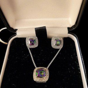 NWOT Mystic Fire Topaz Necklace/Earring Set
